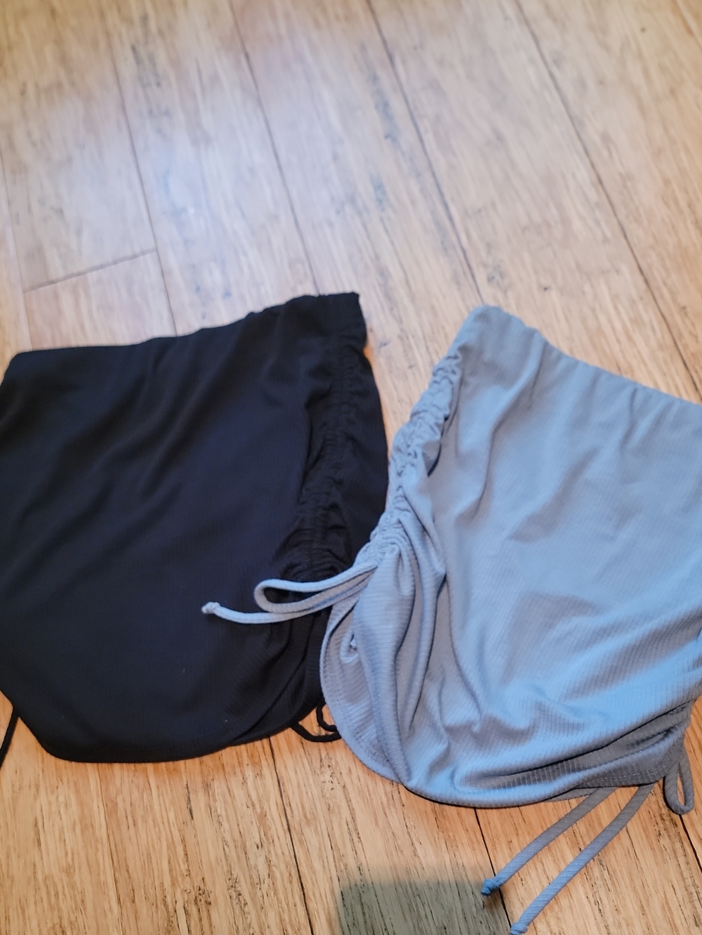 TWO Timing Black Strapless Ruched Side Tops